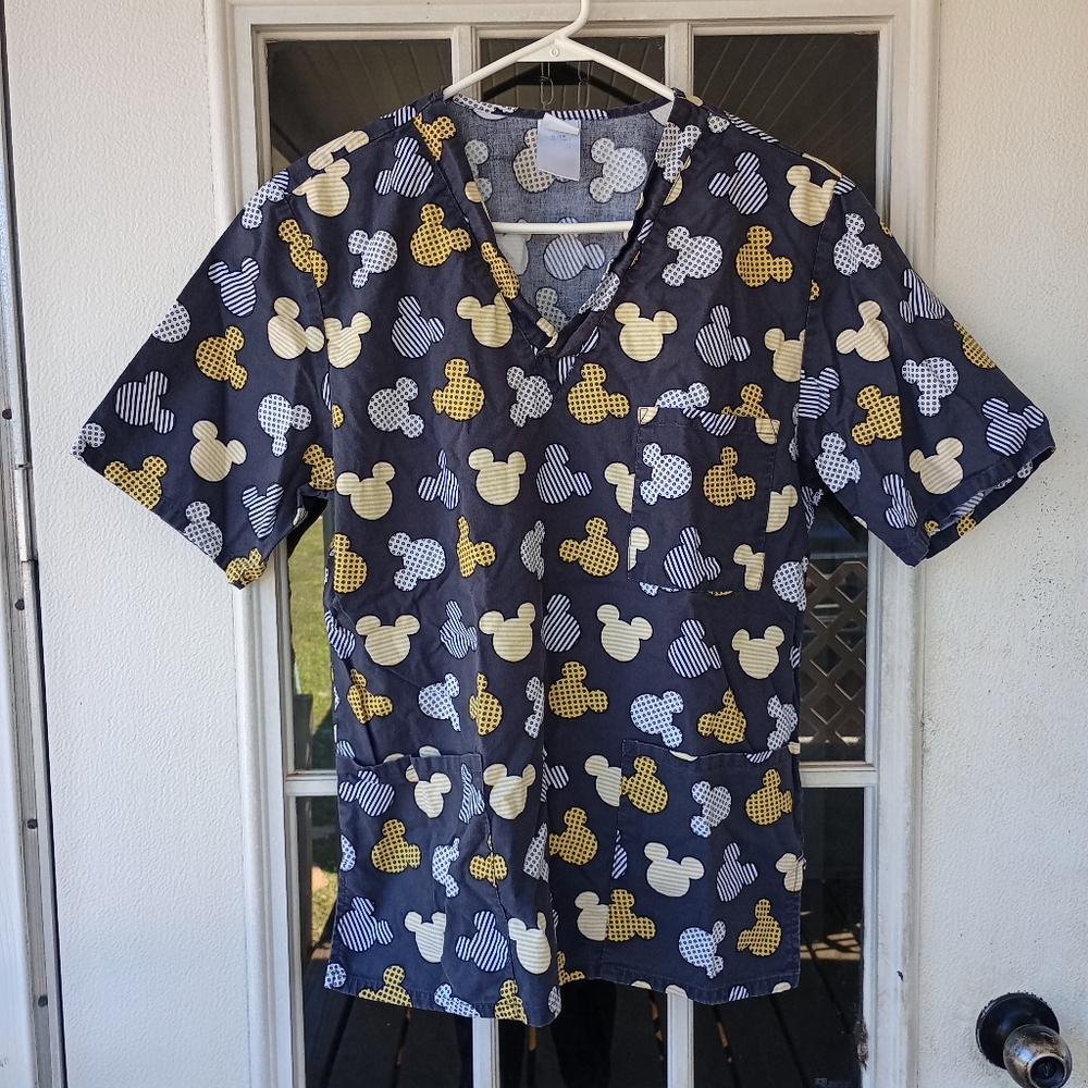 Disney Women’s Scrubs Top Size Small Faded black